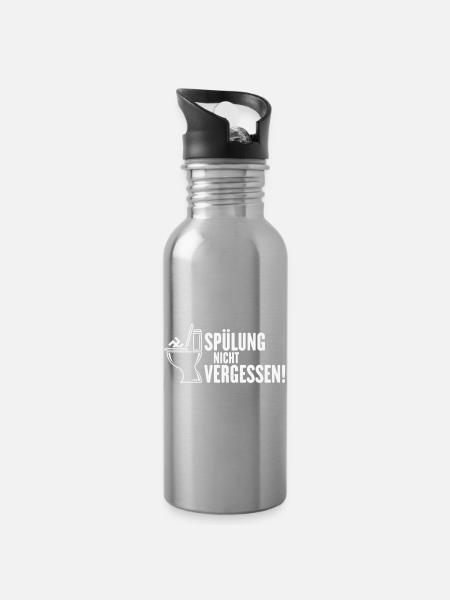 Spülung Nicht Vergessen! (Gegen Rechts / White) - Trinkflasche mit integriertem Trinkhalm - Lightsilver