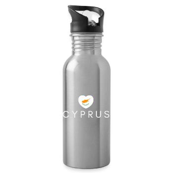 Cœur avec le drapeau chypriote, j’aime Chypre - Gourde avec paille intégrée - argent clair - Droite