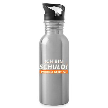 Ich bin schuld Worum geht’s? - Trinkflasche mit integriertem Trinkhalm - Lightsilver - Rechts