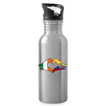 Irland Ecuador Flagge Herz used - Trinkflasche mit integriertem Trinkhalm - Lightsilver - Rechts