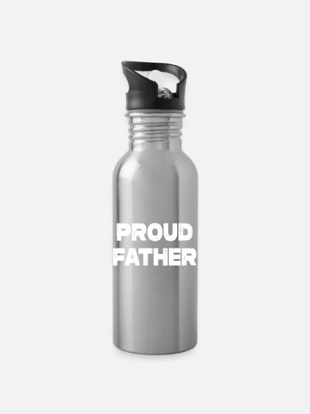 Stolzer Vater Emblem - Trinkflasche mit integriertem Trinkhalm - Lightsilver