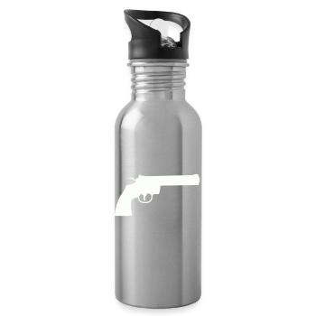 Minimalistische Revolver-Silhouette - Trinkflasche mit integriertem Trinkhalm - Lightsilver - Rechts