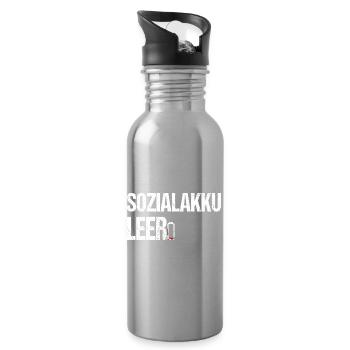Sozialakku leer - Lustiger Spruch für Introverte - Trinkflasche mit integriertem Trinkhalm - Lightsilver - Rechts