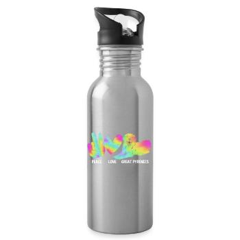 Pyrenean Dog - Water bottle with straw - silver - Right
