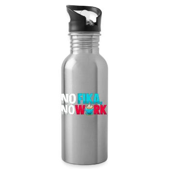 No Fika No Work - Typographie de la pause café suédoise - Gourde avec paille intégrée - argent clair - Droite