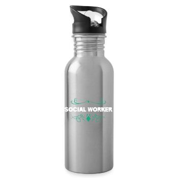 Sozialarbeiter Ornament-Design - Trinkflasche mit integriertem Trinkhalm - Lightsilver - Rechts