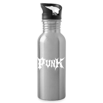 Punk-Gothic-Logo - Trinkflasche mit integriertem Trinkhalm - Lightsilver - Rechts