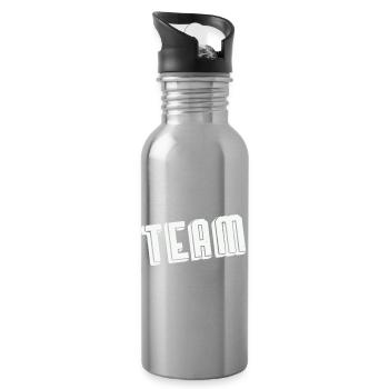 Team Spirit Bold Tinted Vintage Font - Water bottle with straw - silver - Right