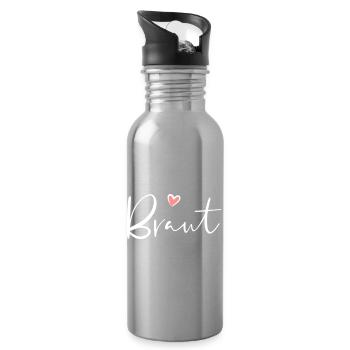 Braut Herz Junggesellinnenabschied Geschenk - Trinkflasche mit integriertem Trinkhalm - Lightsilver - Rechts