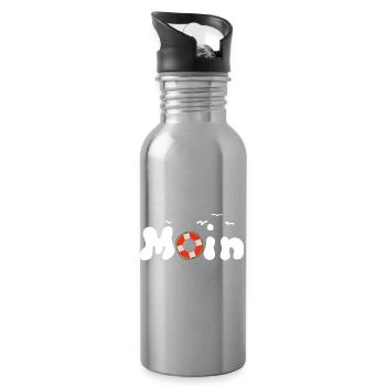 Moin Möwen Rettungsring Nordisch - Trinkflasche mit integriertem Trinkhalm - Lightsilver - Rechts