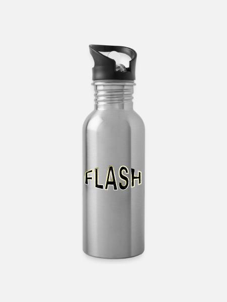 Étiquette FLASH avec flashs - Gourde avec paille intégrée - argent clair