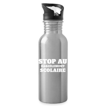 stop harcèlement scolaire, scolarité - Gourde avec paille intégrée - argent clair - Droite