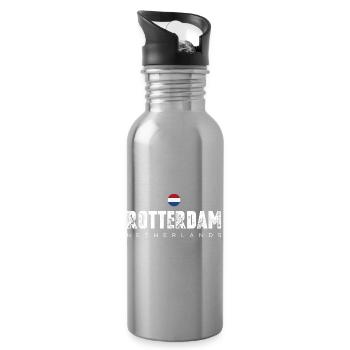 Rotterdam Bold City Emblem - Trinkflasche mit integriertem Trinkhalm - Lightsilver - Rechts