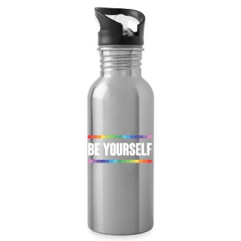 LGBTQ Pride Month - Be Yourself - Water bottle with straw - silver - Right