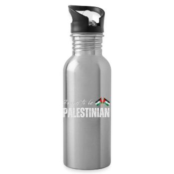 Proud Palestinian, I love Palestine - Water bottle with straw - silver - Right