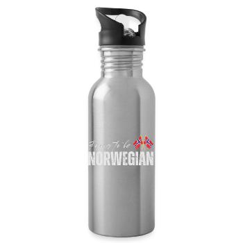 Norwegian proud, I love Norway - Water bottle with straw - silver - Right