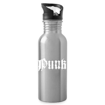 Conception typographique punk grunge gothique - Gourde avec paille intégrée - argent clair - Droite