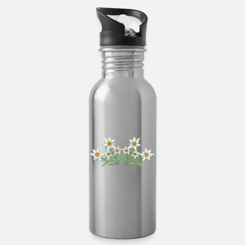 Edelweiss  - Trinkflasche mit integriertem Trinkhalm - Lightsilver