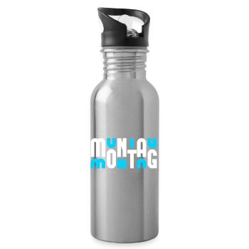 Motiv Montag Weiß/Cyan - Trinkflasche mit integriertem Trinkhalm - Lightsilver - Rechts