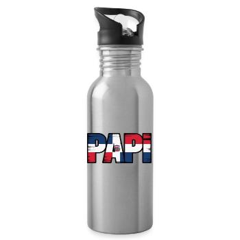  Papi Dominikanische Flagge – Stolzer Papa aus der - Trinkflasche mit integriertem Trinkhalm - Lightsilver - Rechts