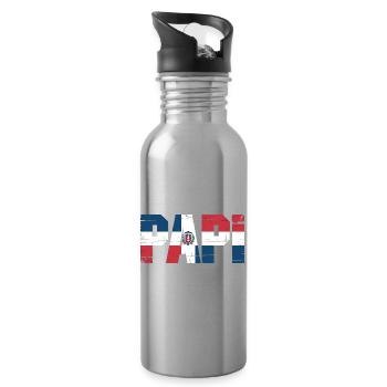  Papi Dominikanische Flagge – Stolzer Papa aus der - Trinkflasche mit integriertem Trinkhalm - Lightsilver - Rechts