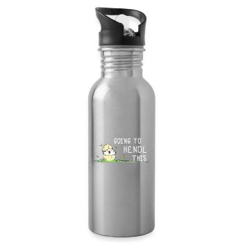 Going to Hendl This Chick Motif Chickens Saying - Water bottle with straw - silver - Right