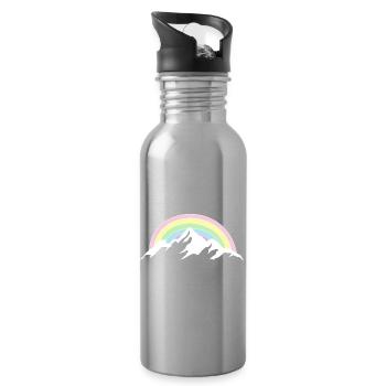 Mountain Rainbow Nature Lover - Water bottle with straw - silver - Right