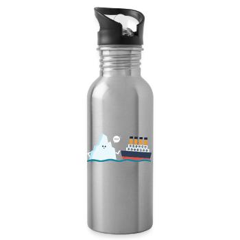 Titanic Funny Titanic und I-ceberg Poke Parodie - Trinkflasche mit integriertem Trinkhalm - Lightsilver - Rechts