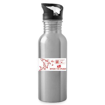 Divers for Sharks helping the oceans! - Water bottle with straw - silver - Right