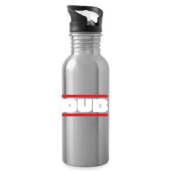 DUB Bold Wordmark with Red Bars - Water bottle with straw - silver - Right