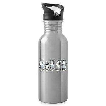 Funny Donkey - Animal - Water bottle with straw - silver - Right