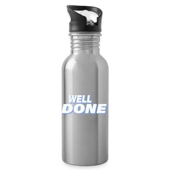 WELL DONE - Water bottle with straw - silver - Right