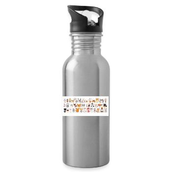 Niedliche Tierchen - Trinkflasche mit integriertem Trinkhalm - Lightsilver - Rechts