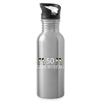50th birthday 50 years - Water bottle with straw - silver - Right