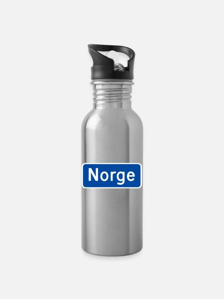 Norwegen - Trinkflasche mit integriertem Trinkhalm - Lightsilver