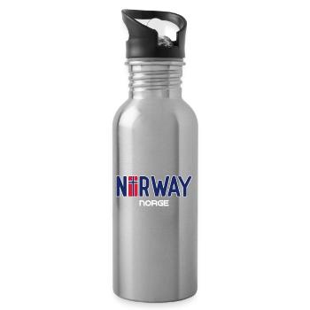Norway - Norge - Norway - Flag - Scandinavia - Water bottle with straw - silver - Right