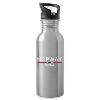 Norway - Norge - Norway - Flag - Scandinavia - Water bottle with straw - silver - Right