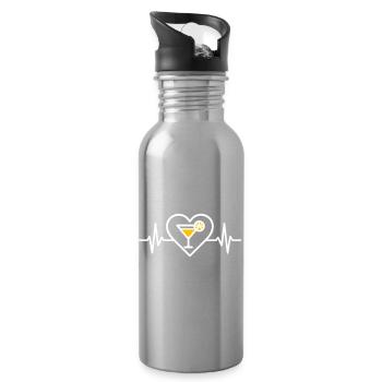 Heart Cocktail Aperitif Drink - Water bottle with straw - silver - Right