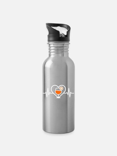 Spritz Heart Cocktail Aperitif - Trinkflasche mit integriertem Trinkhalm - Lightsilver