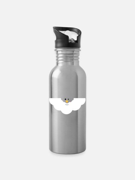 Cuddly Cloud Face - Water bottle with straw - silver