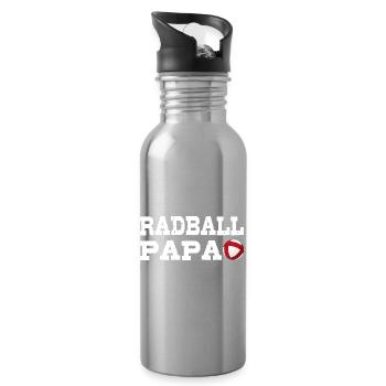 Radball, Radballer, Hallenradsport, Papa - Trinkflasche mit integriertem Trinkhalm - Lightsilver - Rechts