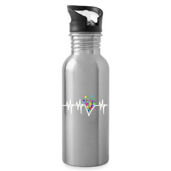 Heartbeat Konfetti Karneval Party - Trinkflasche mit integriertem Trinkhalm - Lightsilver - Rechts