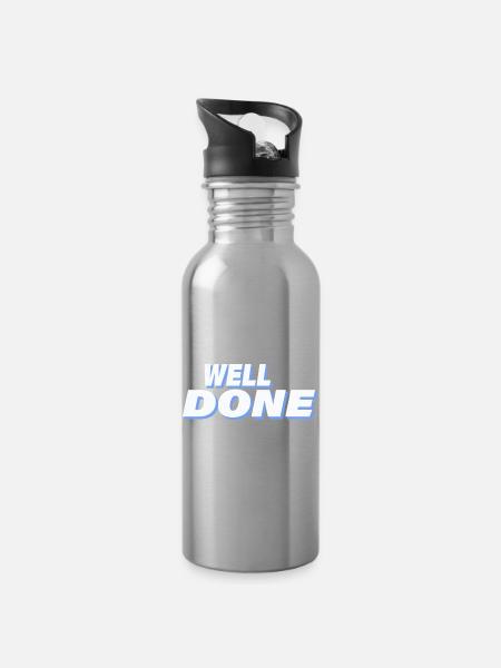 WELL DONE - Trinkflasche mit integriertem Trinkhalm - Lightsilver