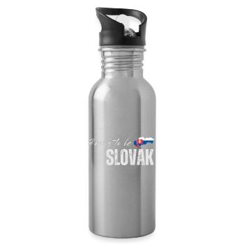 Fier Slovaque, j’aime la Slovaquie - Gourde avec paille intégrée - argent clair - Droite