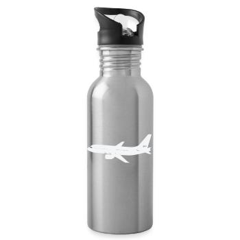 Silhouette d’avion sur fond blanc - Gourde avec paille intégrée - argent clair - Droite