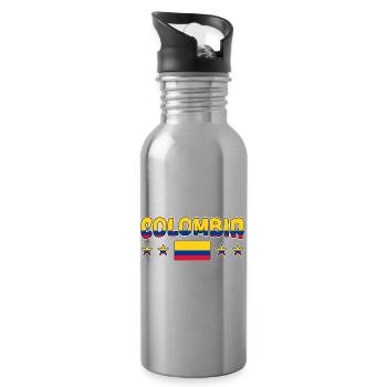 Colombian Flag Colombia Flag - Water bottle with straw - silver - Right