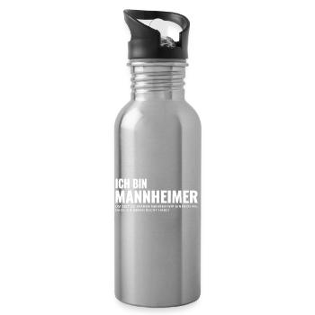 Mannheim Humor Spruch Weiß - Trinkflasche mit integriertem Trinkhalm - Lightsilver - Rechts
