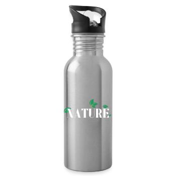 Nature Leaves Serif Logo - Trinkflasche mit integriertem Trinkhalm - Lightsilver - Rechts
