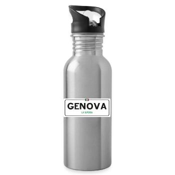 Panneau toponymique de Gênes - Gourde avec paille intégrée - argent clair - Droite