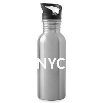 NYC Schriftzug - Trinkflasche mit integriertem Trinkhalm - Lightsilver - Rechts